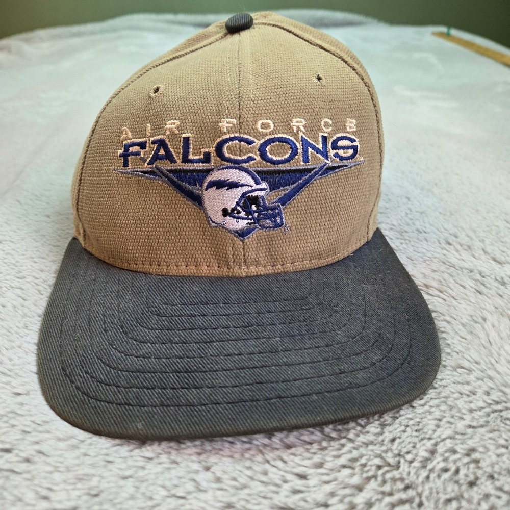 New Era Air Force Falcons Hat Mens OSFA Tan Navy Blue Vintage Snapback USA Made